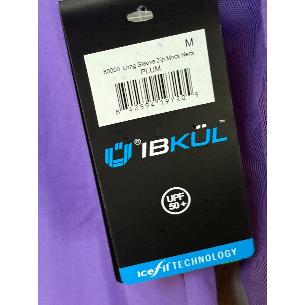 NWT IBKUL 80000 Long Sleeve Zip Mock Neck Top Plum Purple Icefil UPF 50 Medium - Picture 5 of 7